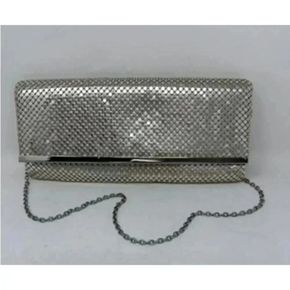 Jessica McClintock Vintage Silver Mesh Purse Clutch 80's - Picture 2 of 14